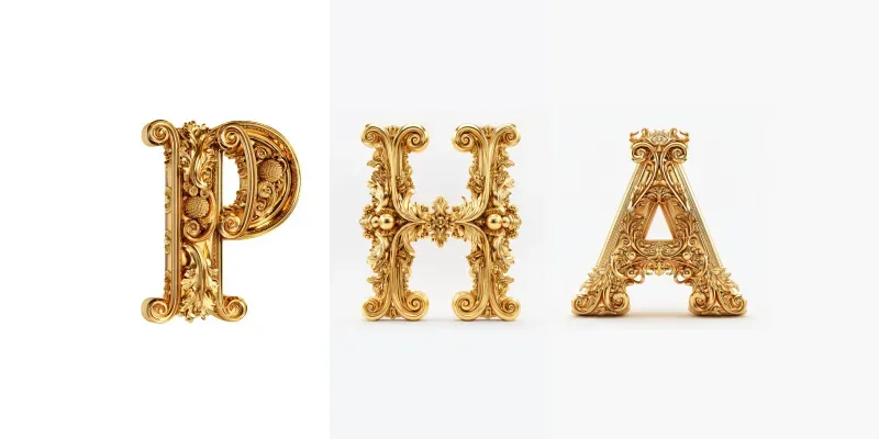 Ornate Golden Baroque 3D Letters generated by undefined