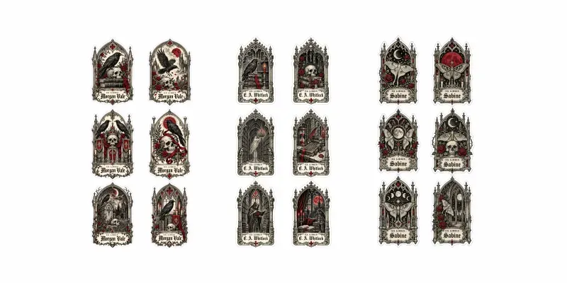 Gothic Bookplate Art Stickers
