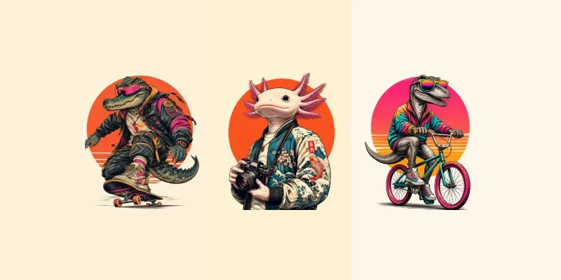Retro Popart Animal Icons generated by undefined