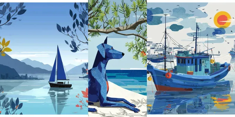 Editorial Coastal Folk Prints Painterly generated by undefined