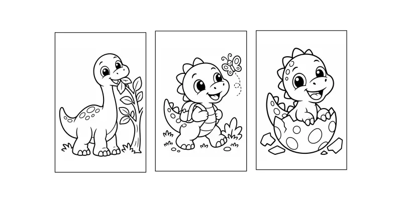10 Cute Baby Dinosaur Coloring Pages