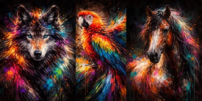 Boho Modern Loose Oil Animal Portraits generated by undefined