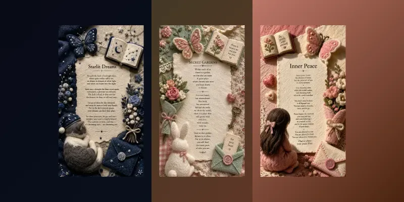 Tactile 3D Aesthetic Collage Templates generated by undefined