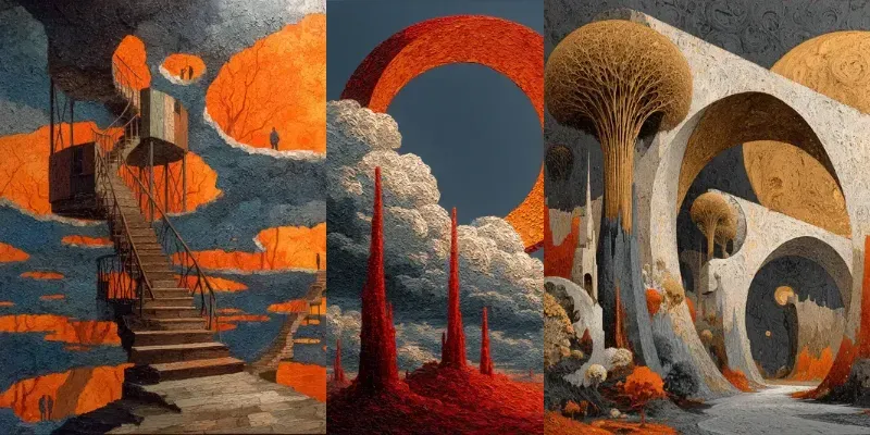 Surreal Grattage Landscapes generated by undefined