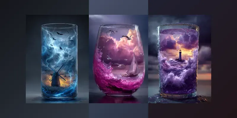 Hyperrealistic Surreal Glass Scenes generated by undefined