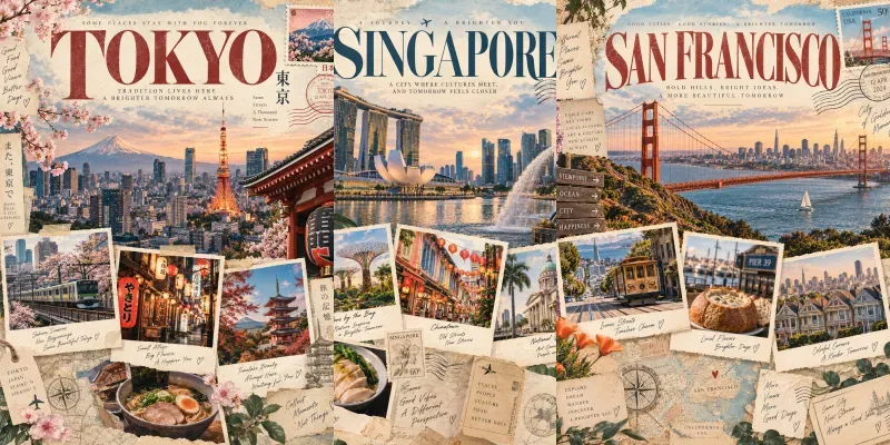 Vintage Travel City Poster Facebooks
