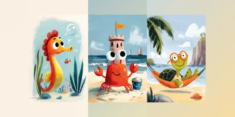 Funny Ocean Friends Kids Clipart generated by undefined