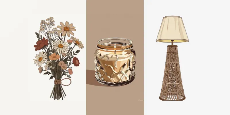 Boho 2D Home Decor Clip Art generated by undefined