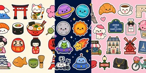 Kawaii Cultural Sticker Sheets generated by chatgpt-image