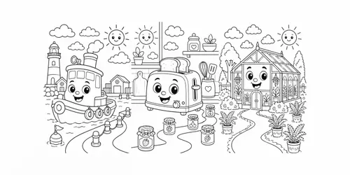 Whimsical Kids Coloring Book Line Art generated by chatgpt-image