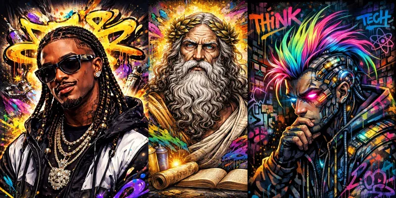 Vibrant Graffiti Portrait Generator generated by undefined