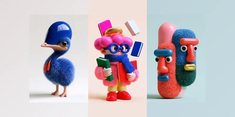 Fuzzy 3D Character Sculptures
