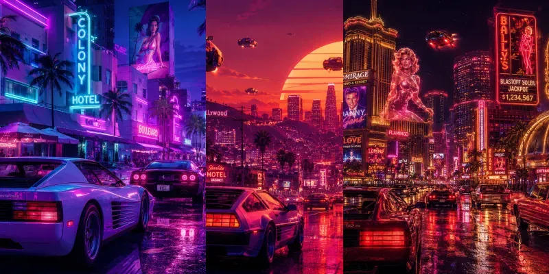 Retrofuturistic Neon City Generator generated by undefined