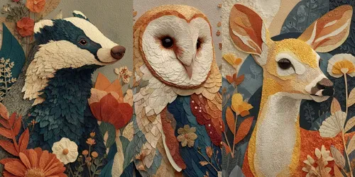 Woodland Animal Fall Portrait Collages generated by midjourney