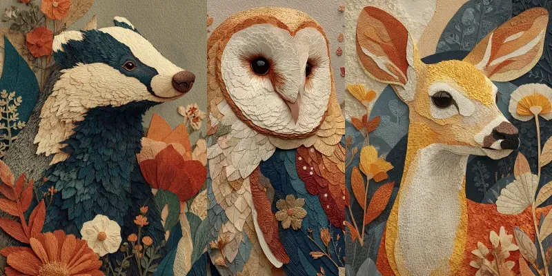 Woodland Animal Fall Portrait Collages generated by undefined