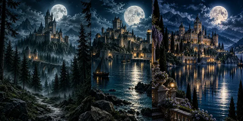 Moonlit Castle Posters