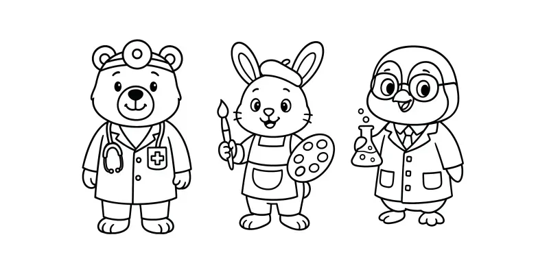Animal Job Coloring Pages generated by undefined