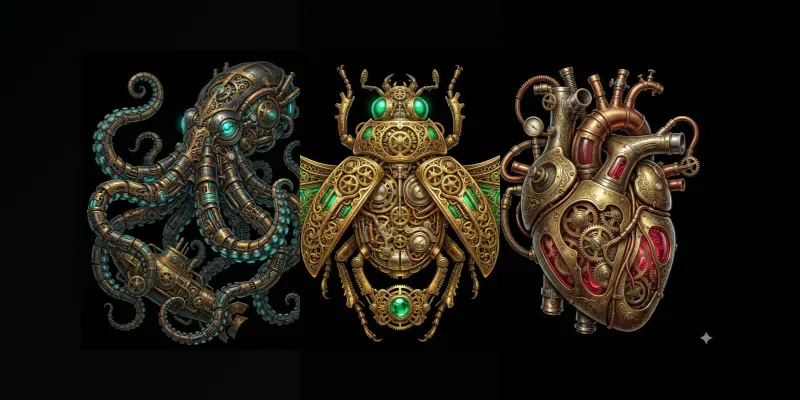 Intricate Steampunk Mechanical Art generated by undefined