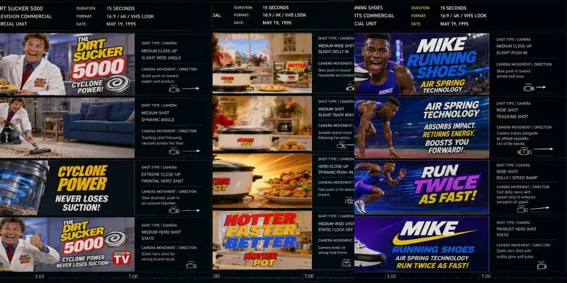 Tv Storyboard Generator 90s Ads generated by undefined