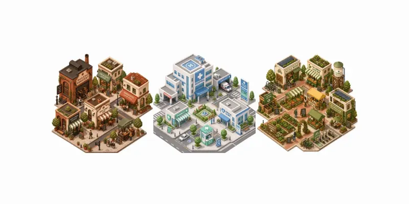 Isometric Microcity Scene Icons generated by undefined