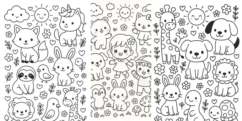 Kawaii Coloring Book Promptcute Animals generated by undefined