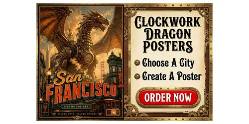 Clockwork Dragon Posters generated by chatgpt-image