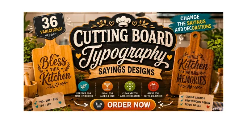 Cutting Board Typography Sayings Designs generated by undefined