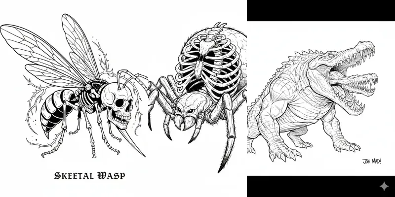 Black And White Line Art Illustrations generated by undefined