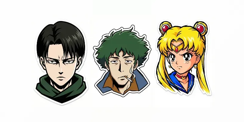 Minimalist Vector Anime Stickers generated by undefined