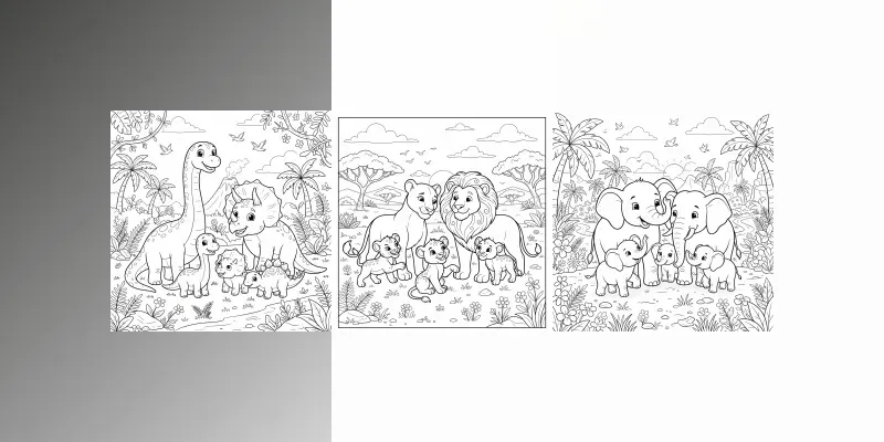 Adorable Animal Family Coloring Pages generated by undefined