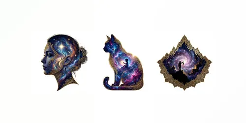 Celestial Silhouette Cosmic Art Makers generated by gemini-image