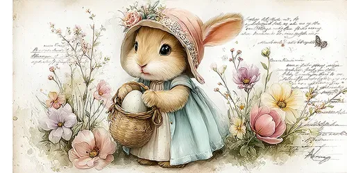 Vintage Easter Junk Journal Postcards generated by midjourney