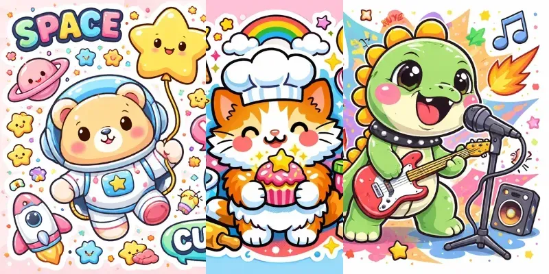 Cute Sticker Cartoon Characters generated by undefined