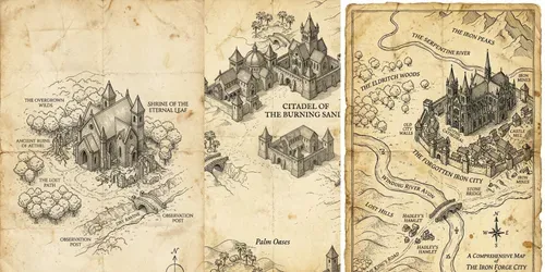 Antique Fantasy Map Architect Sketches generated by gemini-image