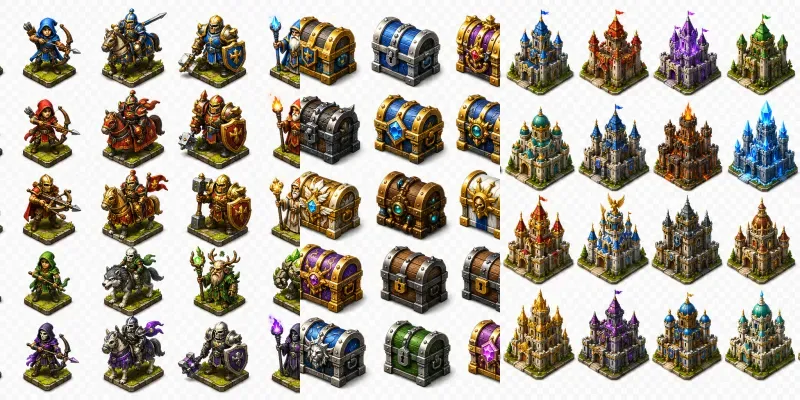 Isometric 3D UI Icons For Mobile Games generated by undefined