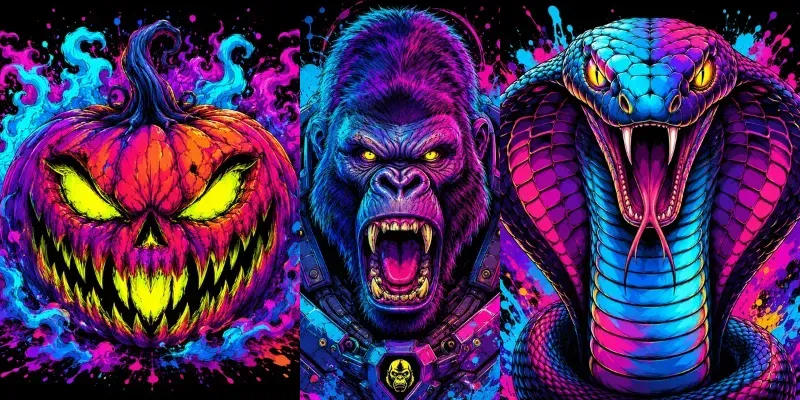 Neon Psychedelic Creature Portraits generated by undefined