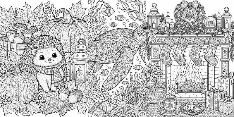 Seasonal Adult Coloring Book Pages