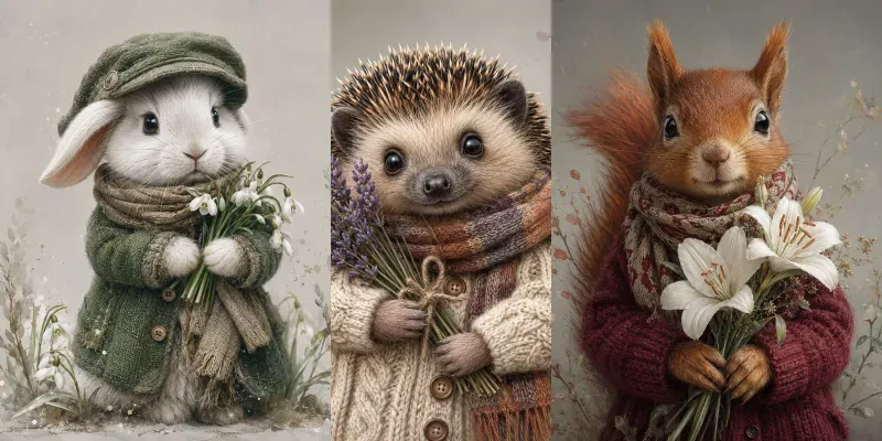 Whimsical Cozy Animal Portraits generated by undefined