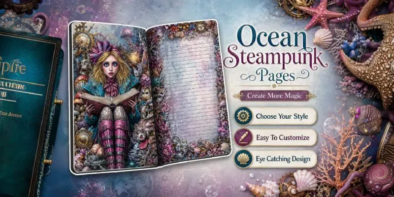 Alice In Ocean Steampunk Double Pages generated by undefined