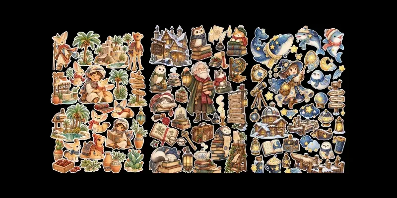 Whimsical Sticker Sheet Cliparts