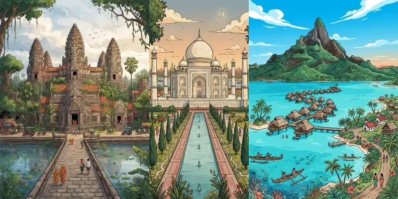 Handinked Vector Travel Posters generated by undefined