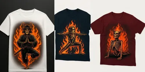 Flaming Meditative Yoga Tshirt Art generated by chatgpt-image