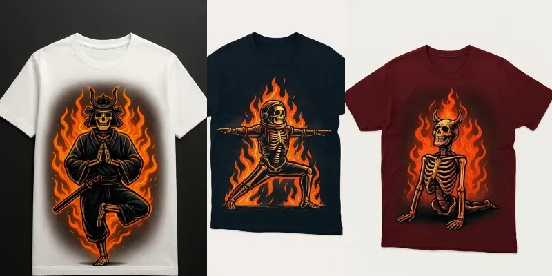 Flaming Meditative Yoga Tshirt Art generated by undefined