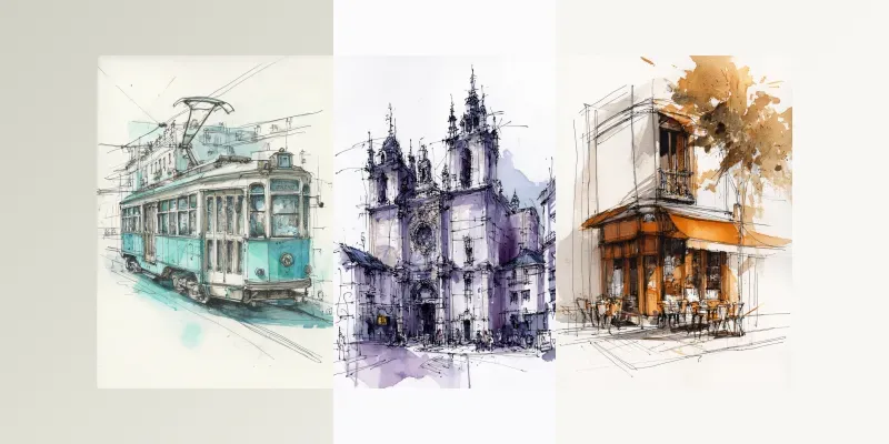 Urban Sketch Travel Art Prints generated by undefined