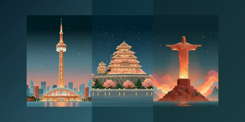 Skyline Landmark Travel Wall Art generated by undefined