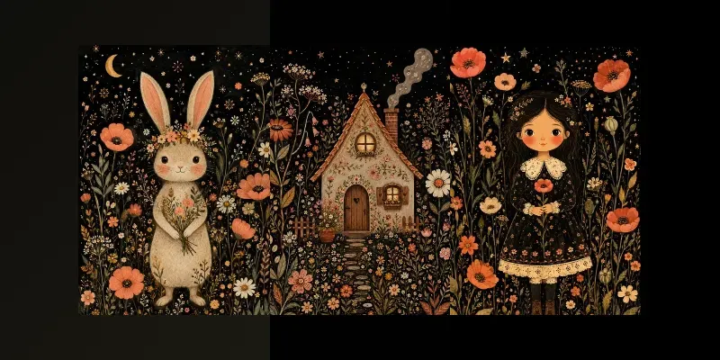 Whimsical Folk Art Meadow Tales Journals generated by undefined