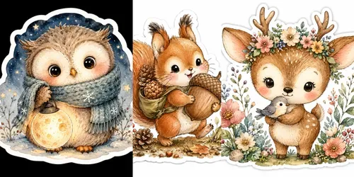 Cozy Woodland Sticker Animals generated by chatgpt-image