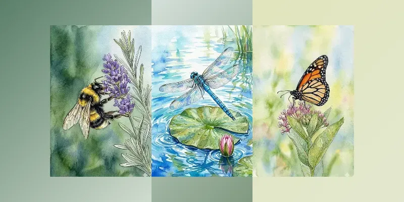 Botanical Watercolor Insect Art generated by undefined