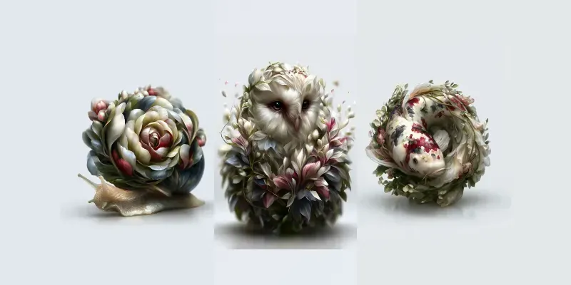 Surreal Botanical Animals Wall Art generated by undefined