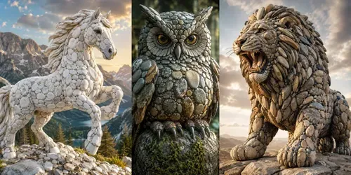Epic Stone Sculpture Fantasy Creatures generated by chatgpt-image